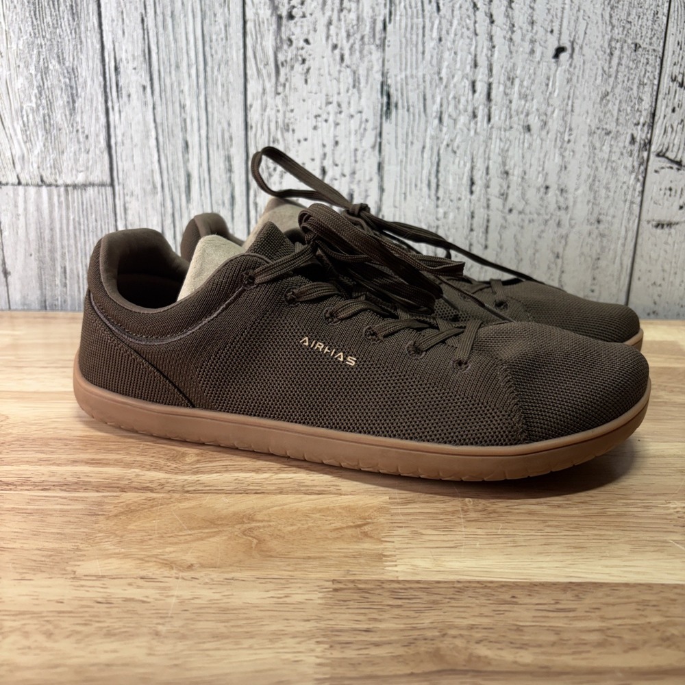 AIRHAS Mens Knit Mesh Sneakers Size 9.5 Brown Lace Up Walking Shoe